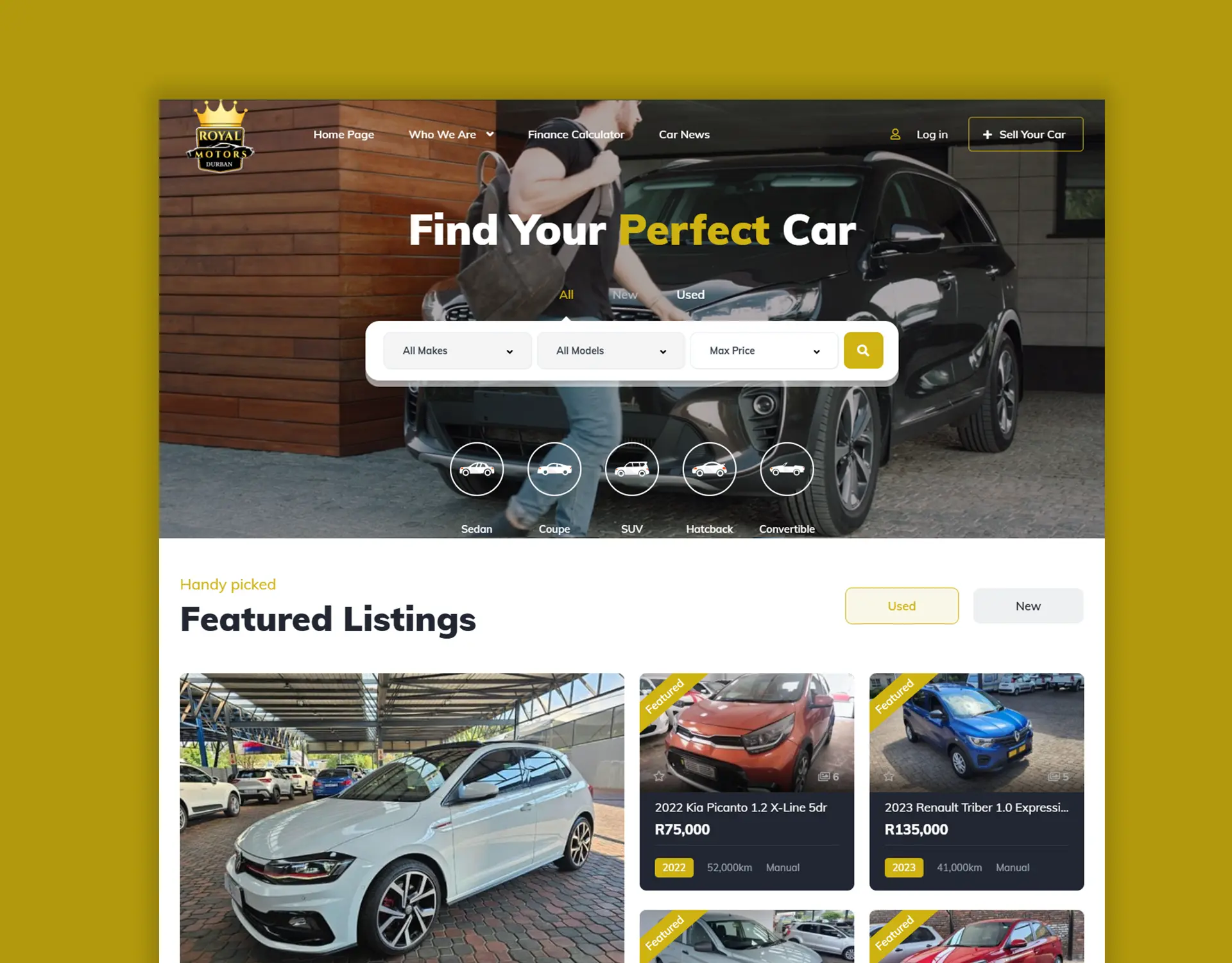 Royal Motors Durban automotive website design