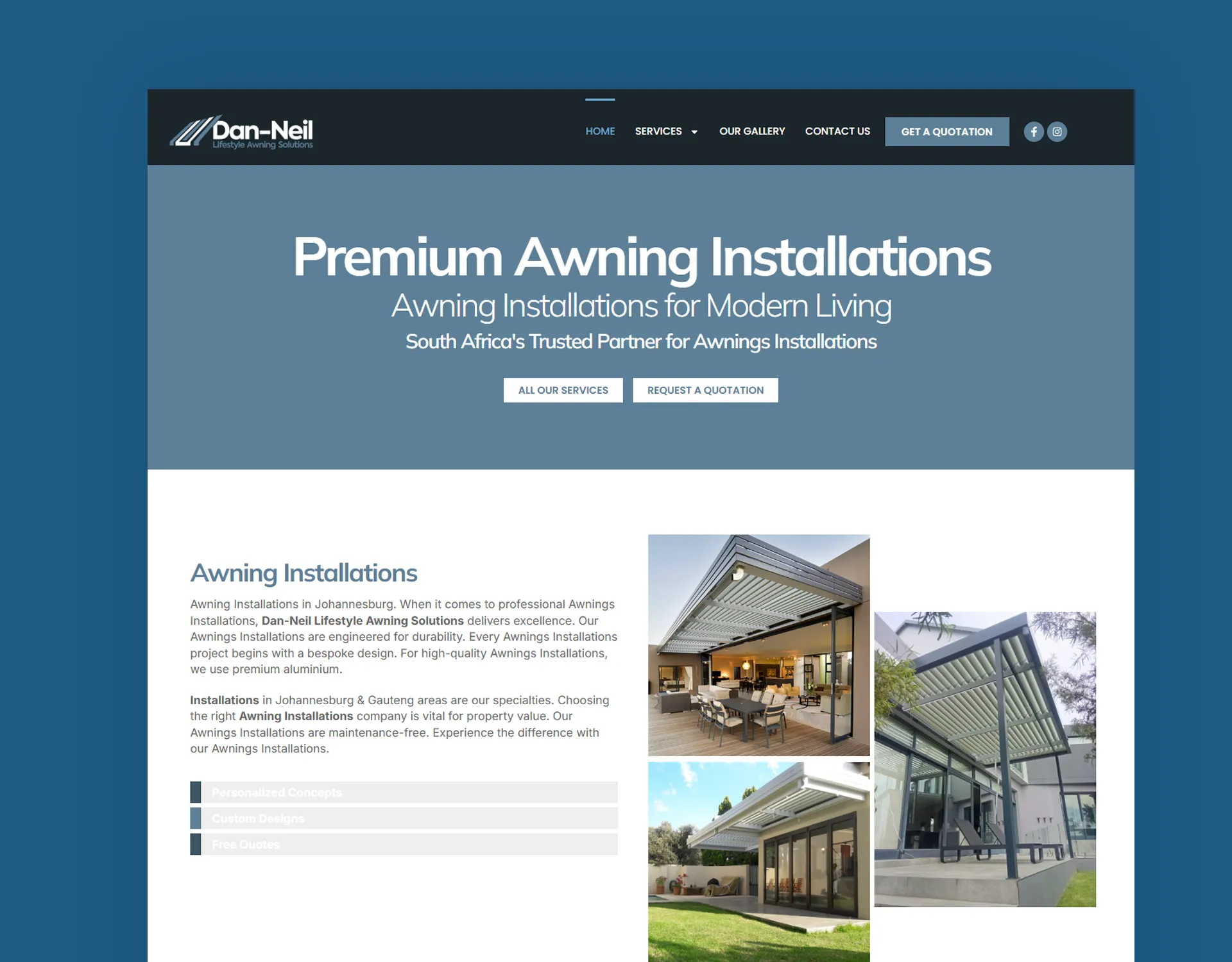 Dan-Neil Awnings website design
